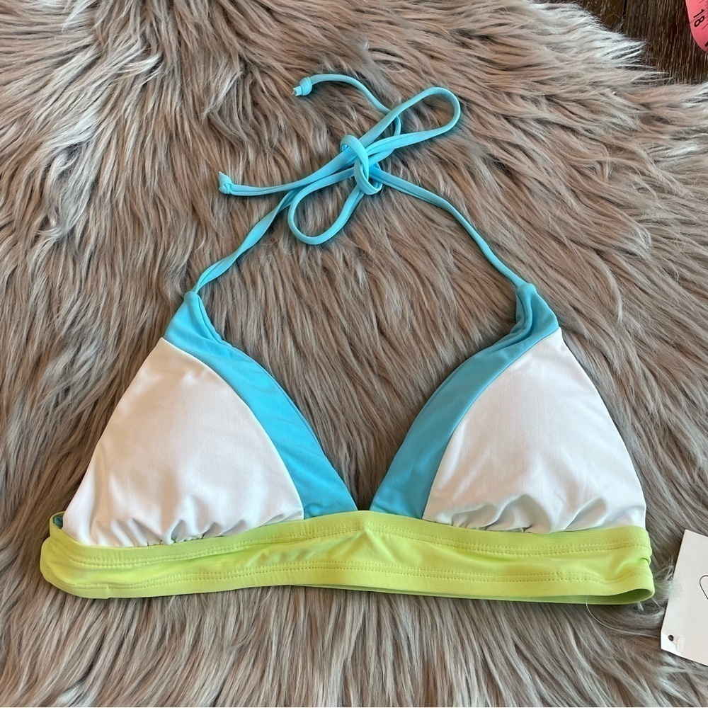 New Vicious Young Babes Halter Color Block Bikini Swim Top